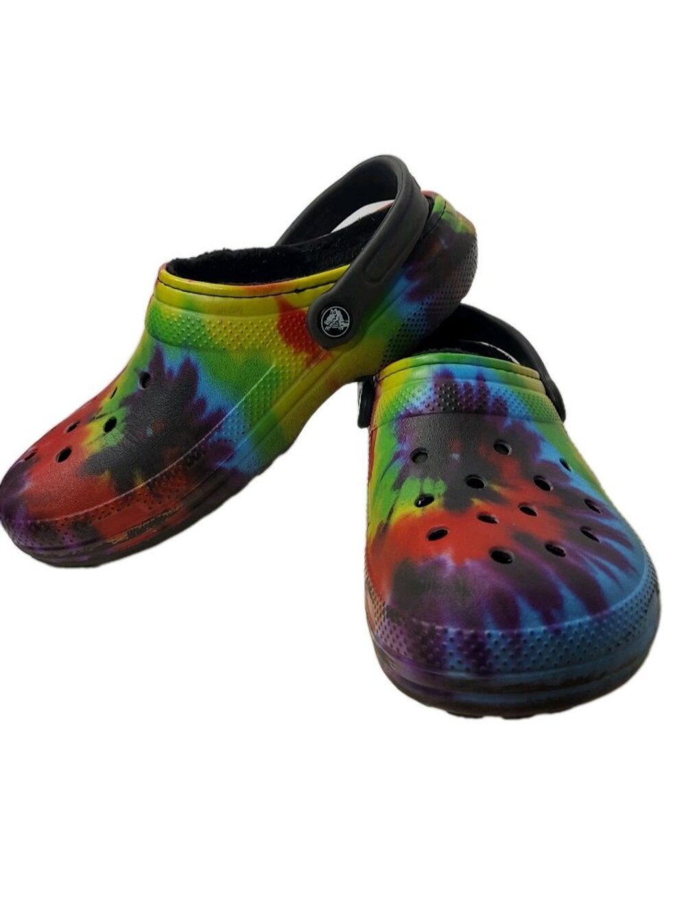 Crocs Classic Clogs Shoes Black Tie Dye Lined Size M 6 W 8 Unisex
